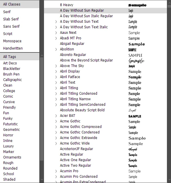 Font management in Adobe Photoshop