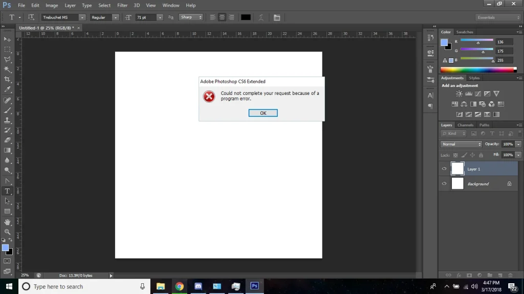 Font troubleshooting in Photoshop