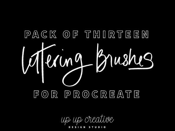 Thirteen lettering brushes