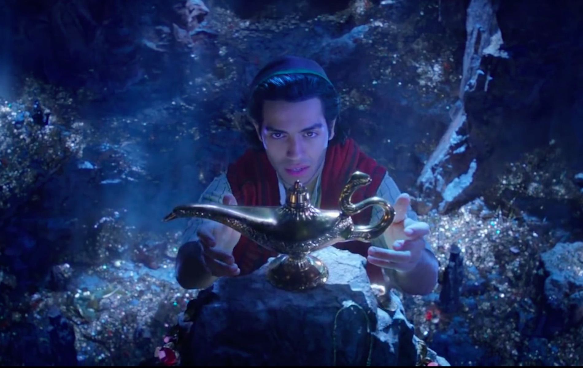 Aladdin finding genie lamp live action