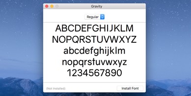 font installation window on Mac