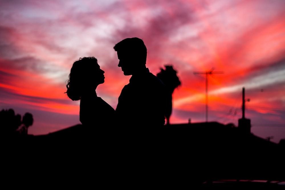 couple in sunset profile