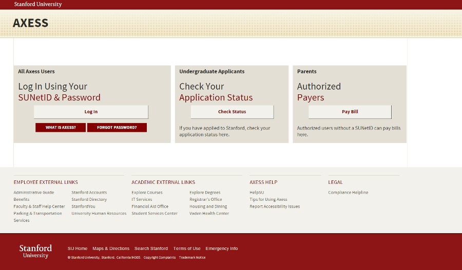 Stanford university web portal