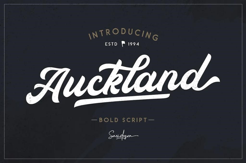 Auckland bold script baseball font