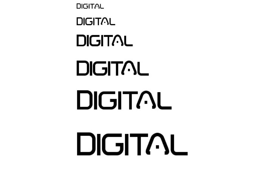 Digital font with straightforward style