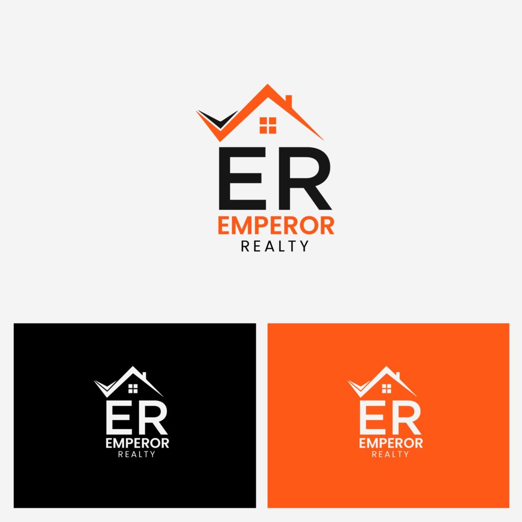 Emperor Realty logo in full color, monochrome, and black&white