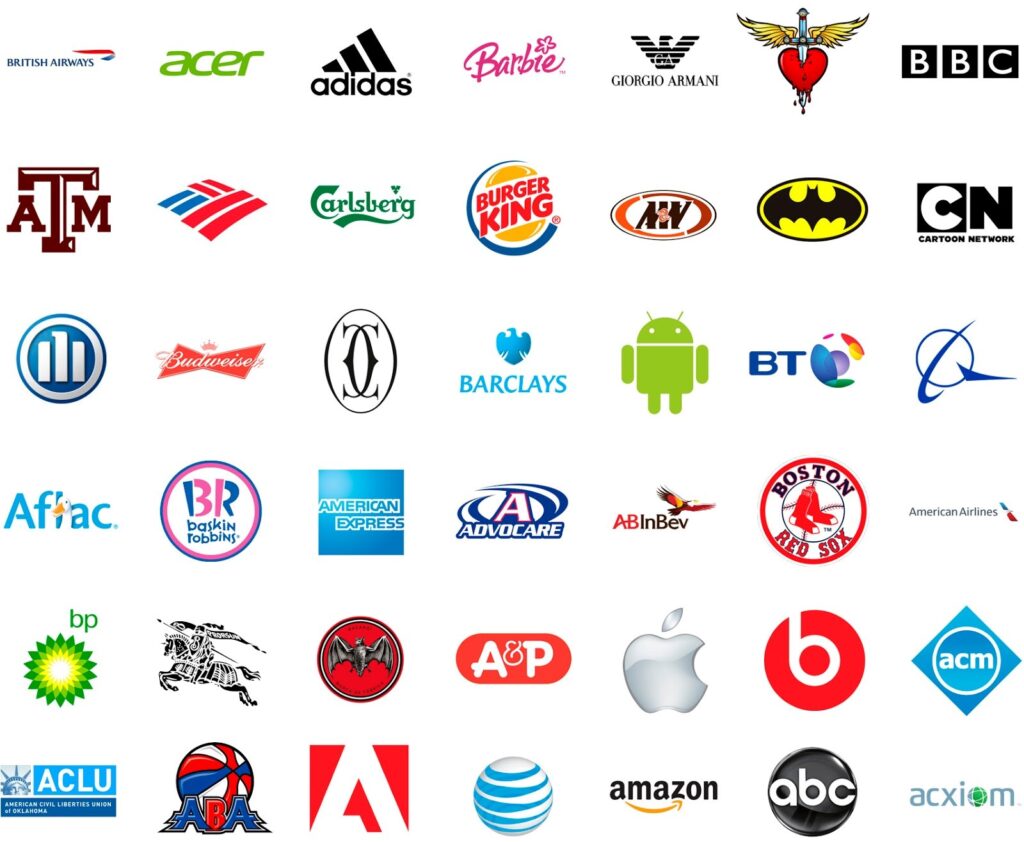 various brand logos collage