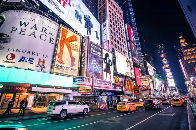 Times square digital and static billboards