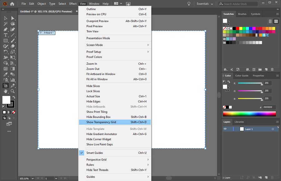 Adobe illustrator transparency grid