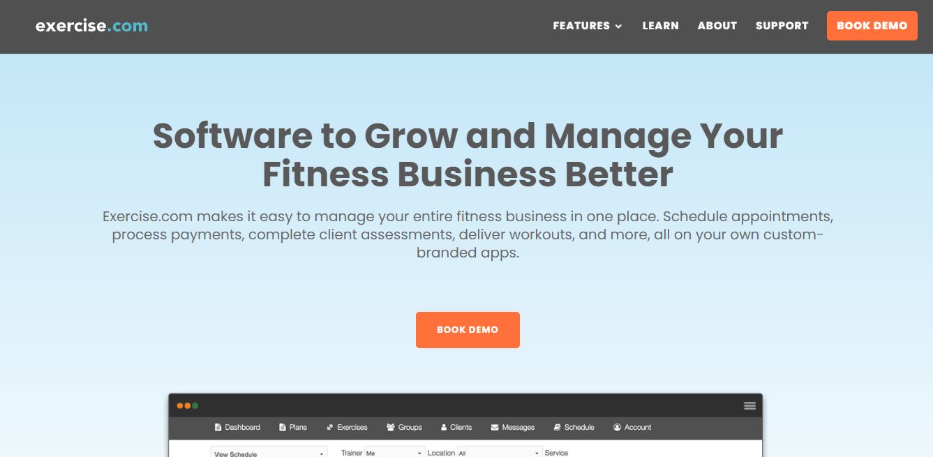 Exercise.com homepage screen cap