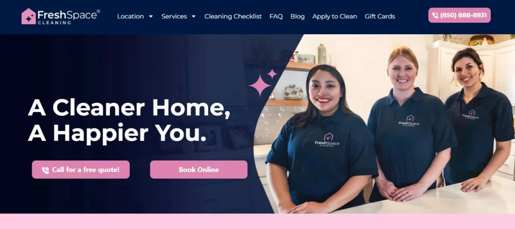 Fresh space cleaning webpage
