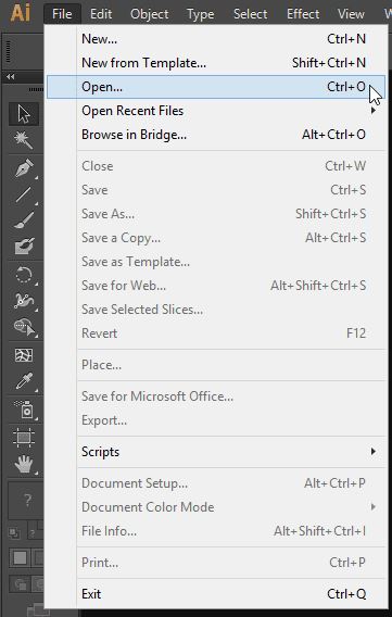 Open image option in Illustrator