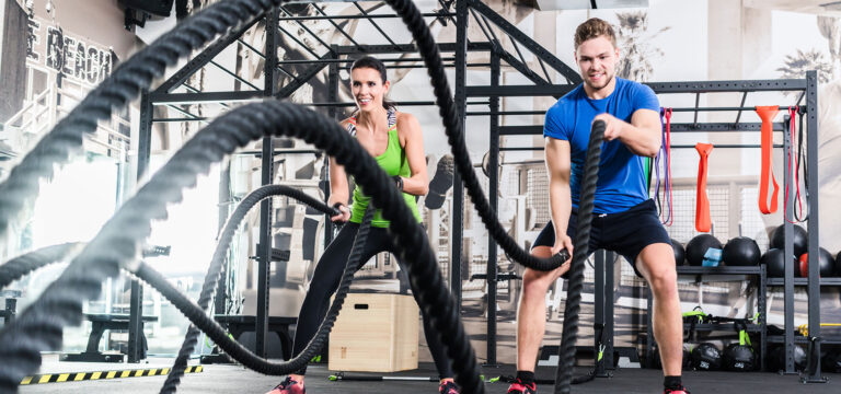 People workout in gym