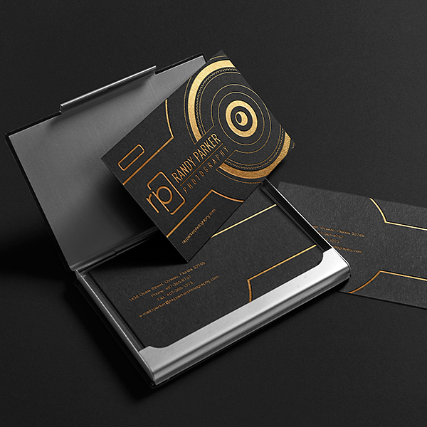 black and gold photography business cards