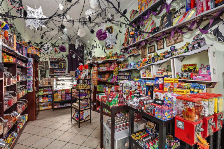 Halloween decorations in a candy store
