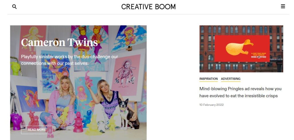 Creative boom homepage
