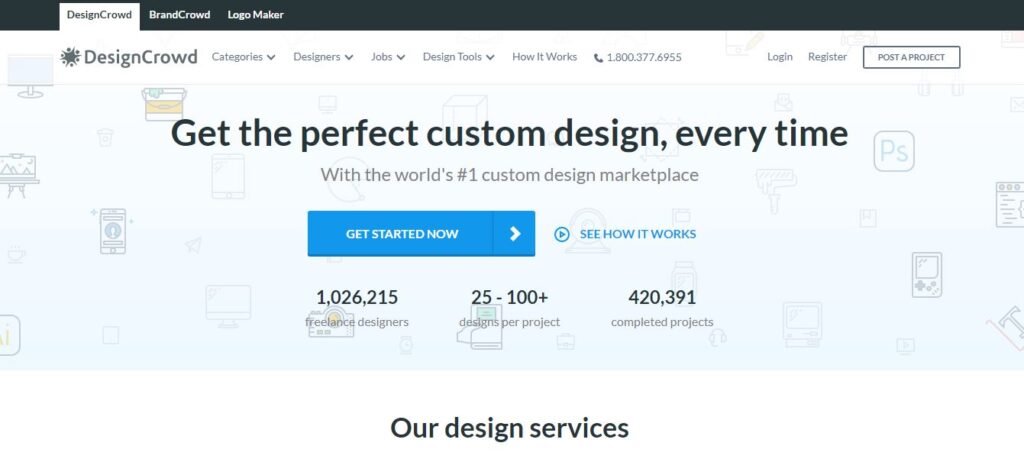 Designcrowd homepage