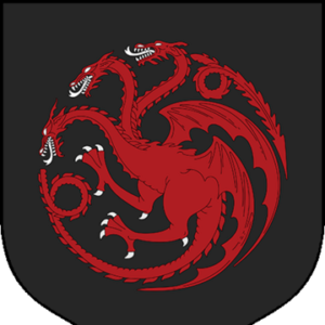 House Targaryen sigil with a red three-headed dragon over a black background