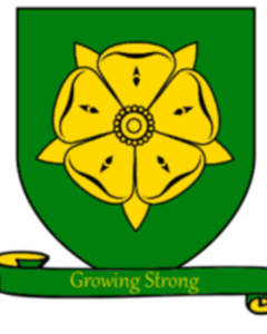 House Tyrell logo of a golden blooming rose, over a deep vibrant green background