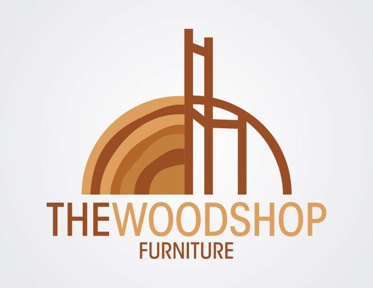 The Woodshop Furniture logo showing a chair carved from a wooden log