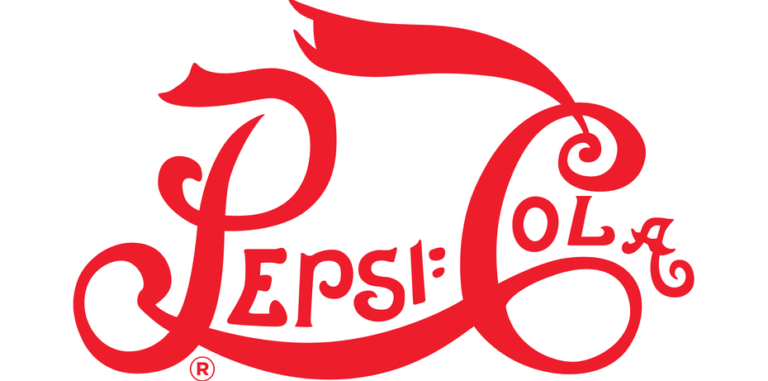 Elegant Pepsi wordmark with glowing banners