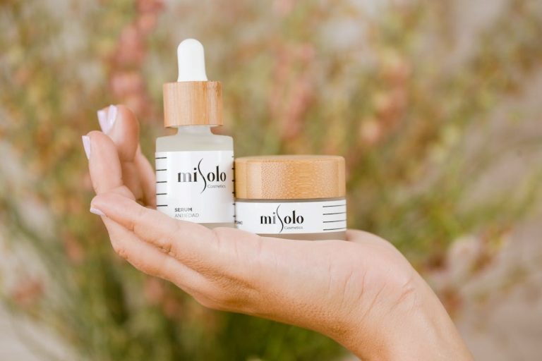 Misolo skincare products bottles in hand