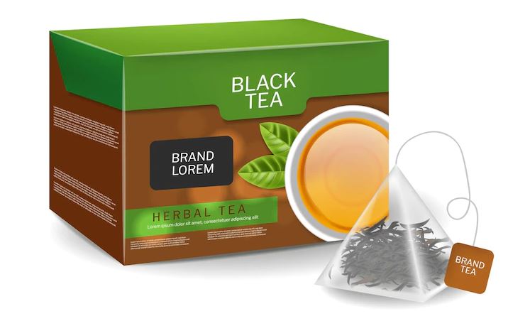 Black tea packaging mockup