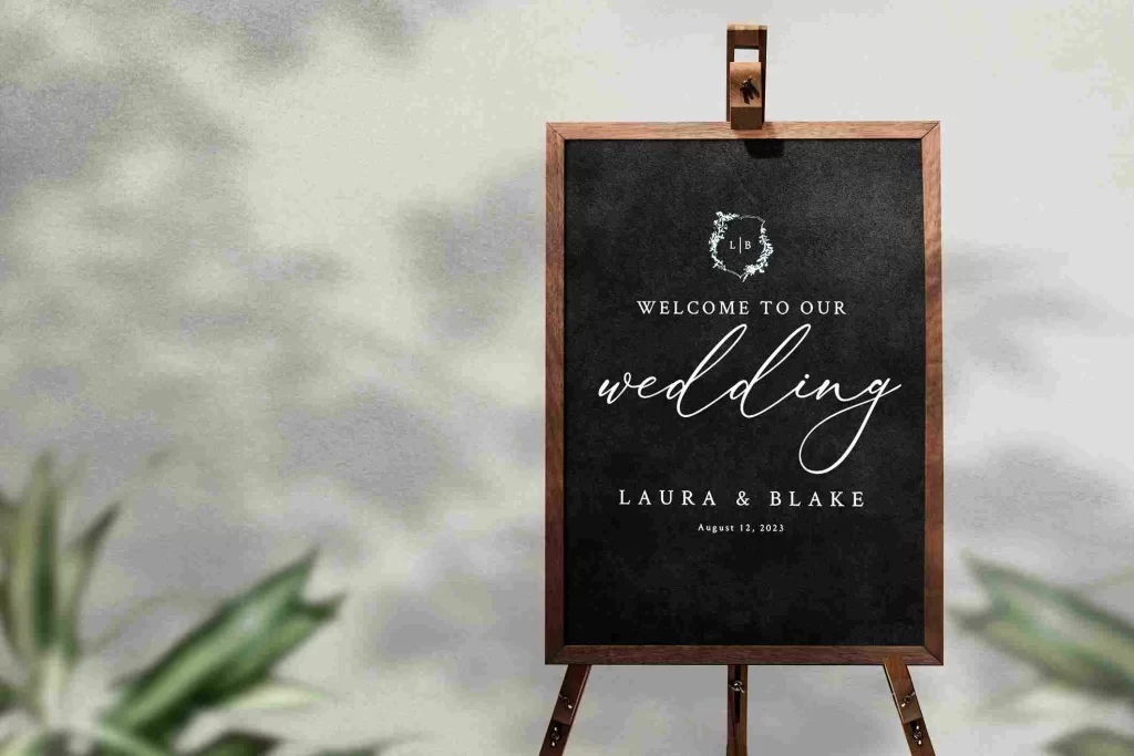 Blackboard wedding sign