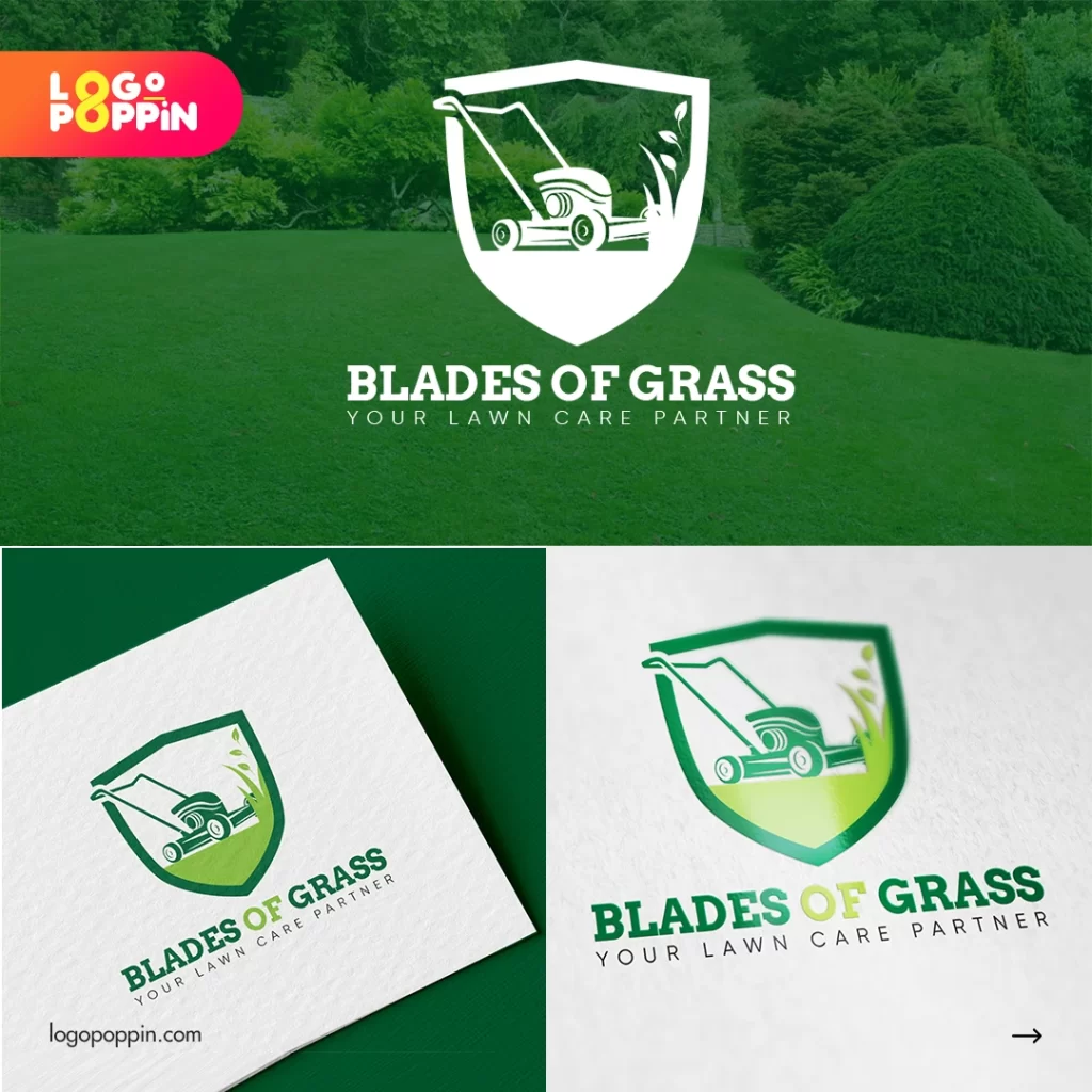 blades of grass lawn care logo 