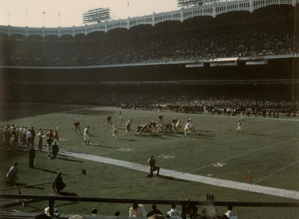 New York Giants playing at Yankee Stadium 1969