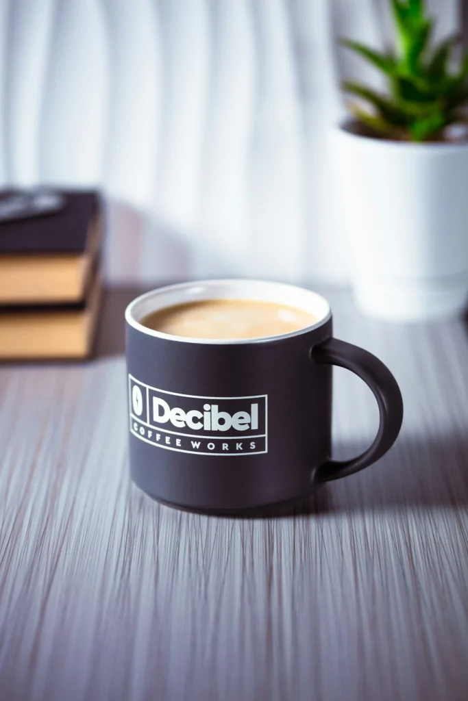 Company mug with logo printed on it