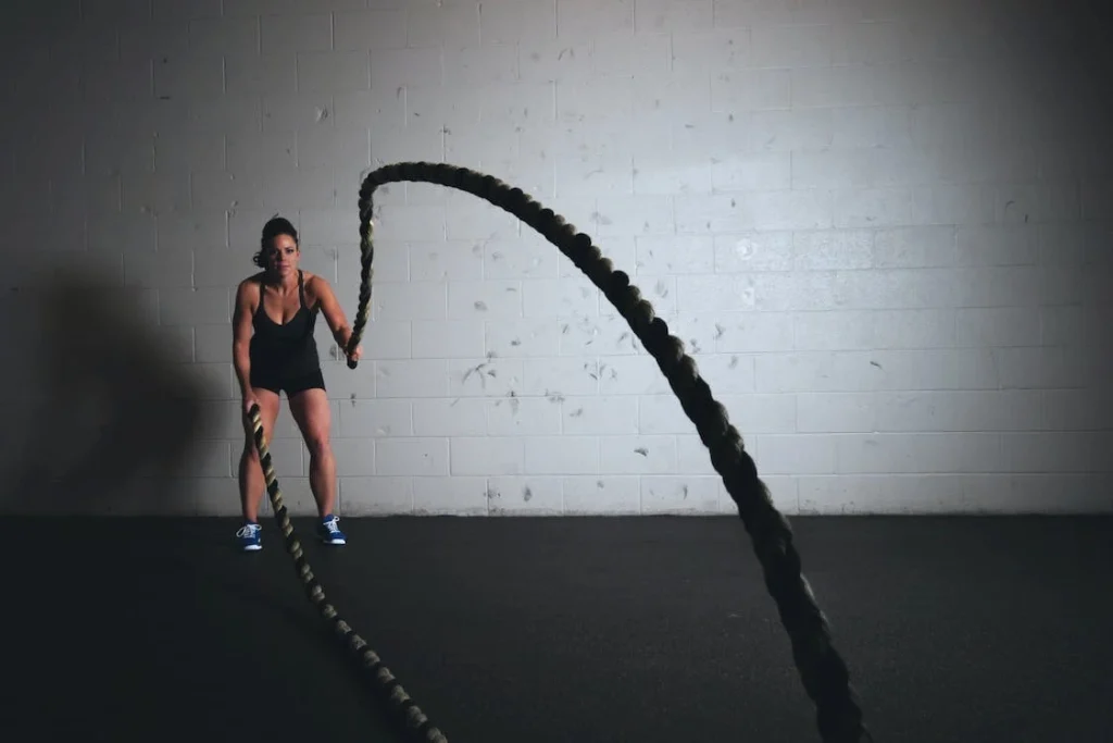 Girl doing rope exercise