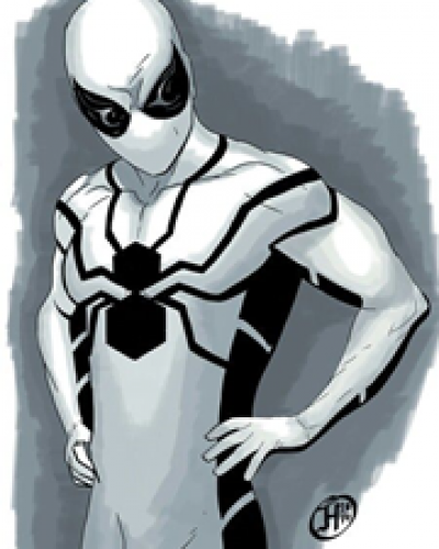 white spider man suit
